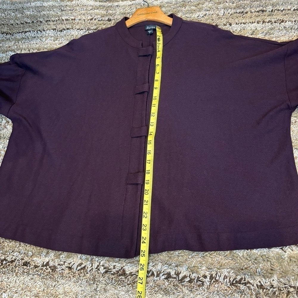 Eileen Fisher Large Jacket Cardigan Plum Purple Mandarin Collar Button Front - Picture 12 of 12